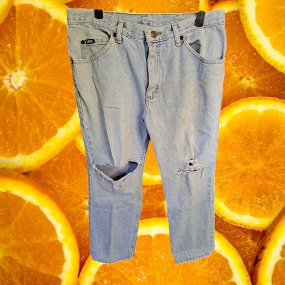 Lee Distressed Light‎ Wash Blue Straight Leg 1005 Cotton Jeans Size 34 A - Picture 4 of 5